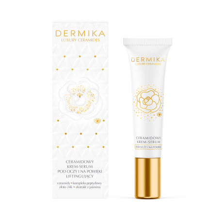 Dermika Luxury Ceramides - ceramidowy krem-serum pod oczy i na powieki, liftingujący, poj. 15 ml