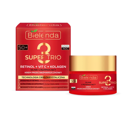 Bielenda SUPER TRIO 3/ RETINOL+VIT C+COLAGEN - strongly firming anti-wrinkle cream 50+ DAY/ NIGHT, capacity 50 ml