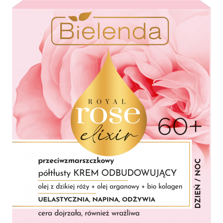 Bielenda Royal Rose Elixir - anti-wrinkle semi-fat restorative cream 60+ for day and night, volume 50 ml