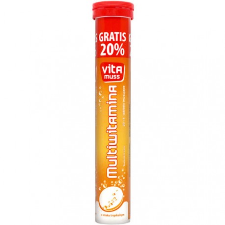 Vitamuss multiwitamina, tabletki musujące o smaku tropikalnym, 24 szt.