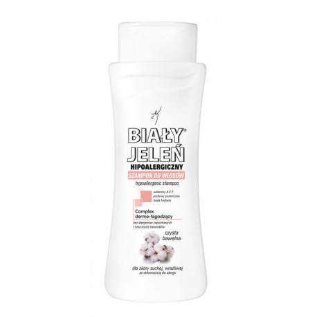 Hypoallergenic shampoo WHITE JELEŃ with pure cotton, volume 300 ml.