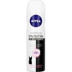 NIVEA Invisible Clear 48 h - antyperspirant w aerozolu dla kobiet, Black & White, poj. 150 ml