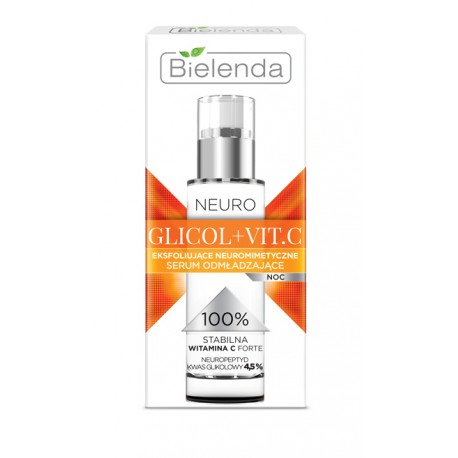 Bielenda NEURO GLICOL + VIT.C - Exfoliating Neuromimetic Rejuvenating Night Serum, Volume 30 ml