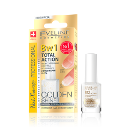 Eveline Nail Therapy Total Action - concentrated conditioner for nails with gold particles Golden Shine 8w1, volume 12 ml