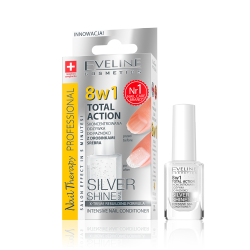 Eveline Nail Therapy Total Action - concentrated conditioner for nails with silver particles Silver Shine 8w1, volume 12 ml