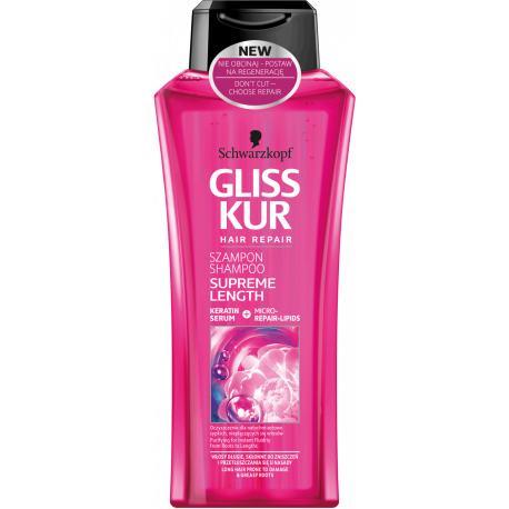Gliss Kur Supreme Length - szampon z regeneracyjnymi mikro-lipidami, do włosów długich, skłonnych do zniszczeń, poj. 400 ml