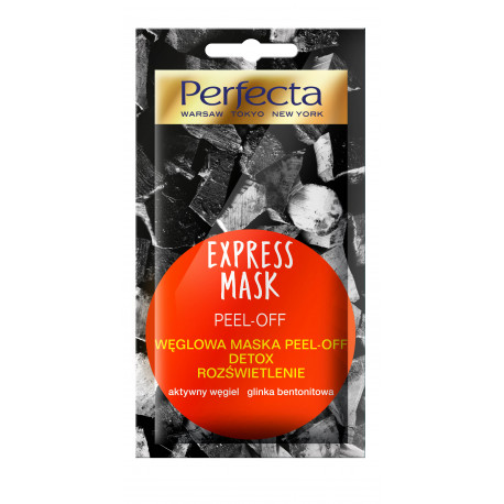 Perfecta Beauty EXPERSS MASK - PEEL-OFF, węglowa maska PEEL-OFF, DETOX, ROZŚWIETLENIE, poj. 8 ml