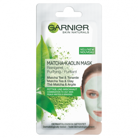 Garnier Skin Active - Matcha + Kaolin Mask, oczyszczająca maska kaolinowa do twarzy, poj. 8 ml