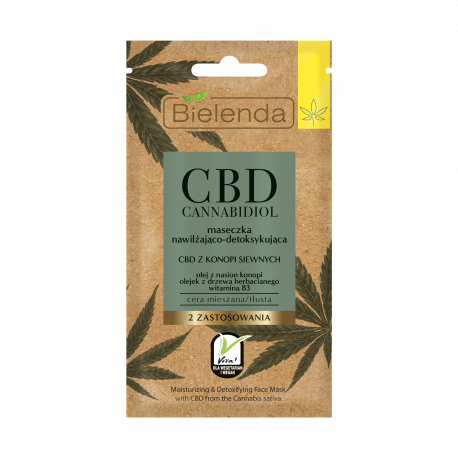 Bielenda CBD Cannabidiol - maseczka nawilżająco-detoksykująca z CBD z konopi siewnych cera mieszana / tłusta, poj. 8 g