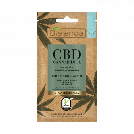 Bielenda CBD Cannabidiol - moisturizing and soothing mask with CBD from hemp seed for dry and sensitive skin, capacity 8 g