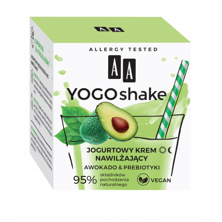 AA YOGO SHAKE - krem nawilżający, Jogurtowy, AWOKADO & PREBIOTYKI, poj. 50 ml