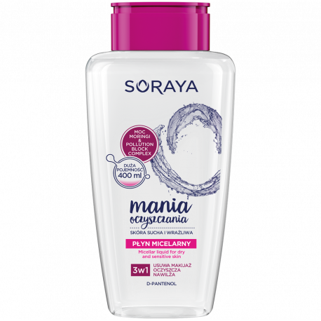 Soraya MANIA OCZYSZCZANIA - płyn micelarny do skóry suchej i wrażliwej, poj. 400 ml
