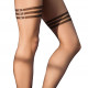 Sheer Black Patterned Tights with Strappy Details - 20 denier - SWEETY 15