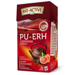 Big-Active - Herbata czerwona Pu-Erh o smaku grejpfrutowym, 20 saszetek x 1,8 g