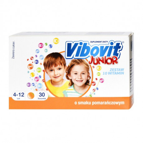 Vibovit Junior - suplement witaminowy o smaku pomarańczowym, poj. 2g x 30 saszetek