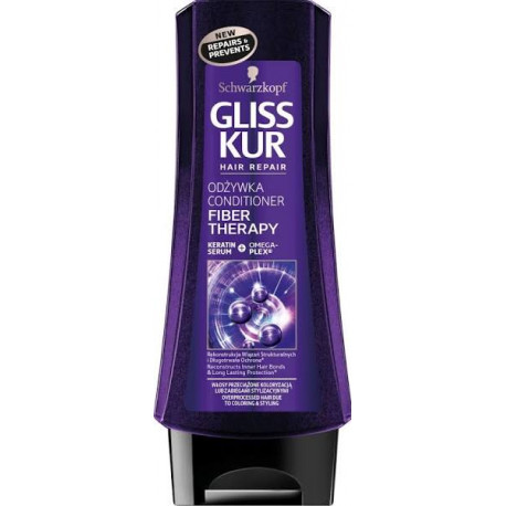 Gliss Kur Fiber Therapy - odżywka do włosów przeciążonych koloryzacją lub zabiegami stylizacyjnymi, poj. 200 ml