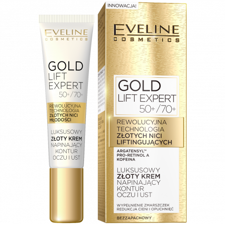 Eveline Gold Lift Expert - luxurious golden tightening eye and lip contour cream 50+/70+, volume 15 ml