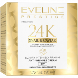 Eveline Prestige 24K Snail & Caviar - luksusowy intensywnie ujędrniający krem przeciwzmarszczkowy na dzień, poj. 50 ml