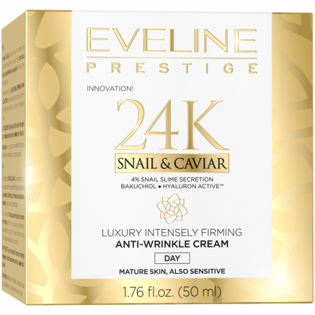 Eveline Prestige 24K Snail & Caviar - luksusowy intensywnie ujędrniający krem przeciwzmarszczkowy na dzień, poj. 50 ml