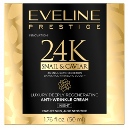Eveline Prestige 24K Snail & Caviar - luksusowy głęboko regenerujący krem przeciwzmarszczkowy na noc, poj. 50 ml