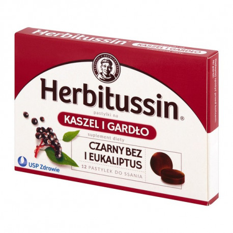 Herbitussin Cough and Throat lozenges, 12 pcs