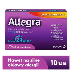 Allegra - tabletki powlekane 120 mg, lek przeciwalergiczny, 10 szt.