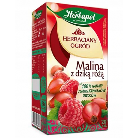 Herbaciany Ogród - malina z dziką różą, herbatka owocowo-ziołowa, 54 g (20 torebek x 2,7 g)