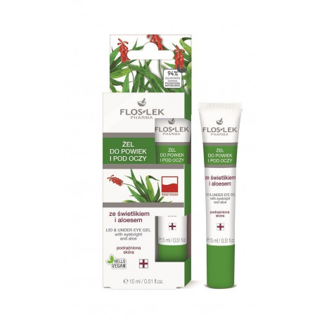 Floslek Pharma - eyelid and eye gel with Eyebright and Aloe Vera, 15 ml