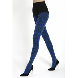 Opaque Microfiber Tights with Graphic Pattern - Sassi 07 -classic blue