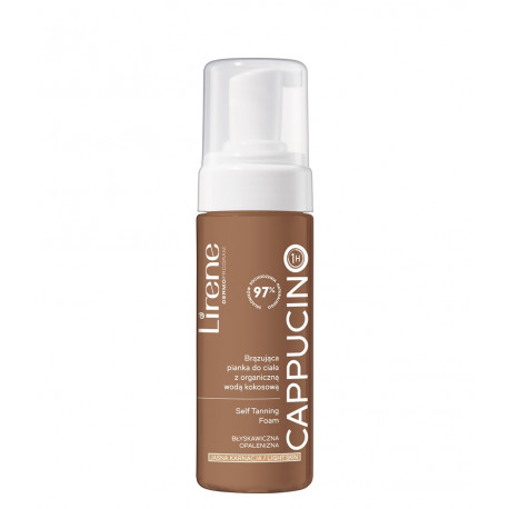 Lirene Perfect Tan - CAPPUCINO, Brązująca pianka do ciała z organiczną wodą kokosową, jasna karnacja, poj. 150 ml