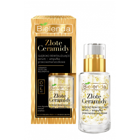 Bielenda GOLDEN CERAMIDES - deeply revitalizing anti-wrinkle day/night serum ampoule, capacity 15 ml