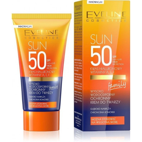 Eveline Sun Protection Face Cream - wysoko wodoodporny ochronny krem do twarzy SPF 50, poj. 50 ml