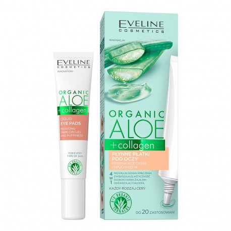 Eveline Organic Aloe + Collagen - płynne płatki pod oczy zmniejszające cienie i obrzęki, poj. 20 ml