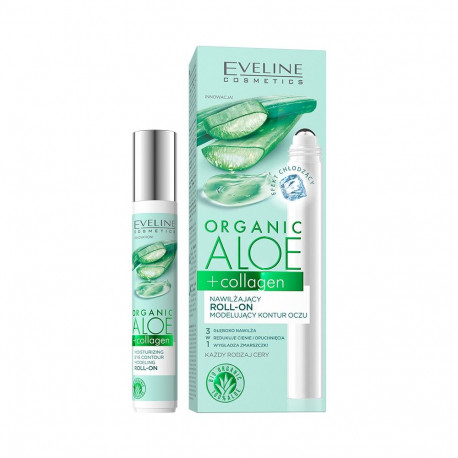 Eveline Organic Aloe + Collagen - nawilżający roll-on modelujący kontur oczu, poj. 15 ml