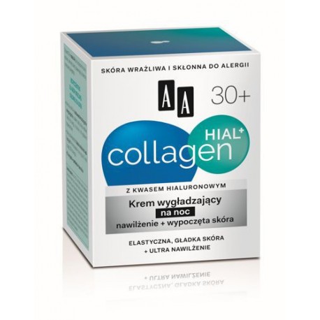 COLLAGEN HIAL+ 30+. Krem wygładzająco-regenerujący na noc, poj. 50 ml.