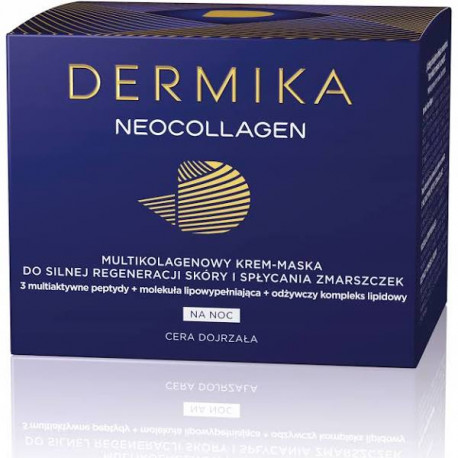 Dermika Neocollagen - kolagenowy krem-maska do silnej regeneracji skóry i spłycania zmarszczek na noc, poj. 50 ml