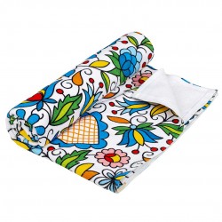 Folkstar - towel with Kashubian embroidery flower pattern, dimensions: 27.56 x 55.12 in (70 x 140 cm), 1 piece