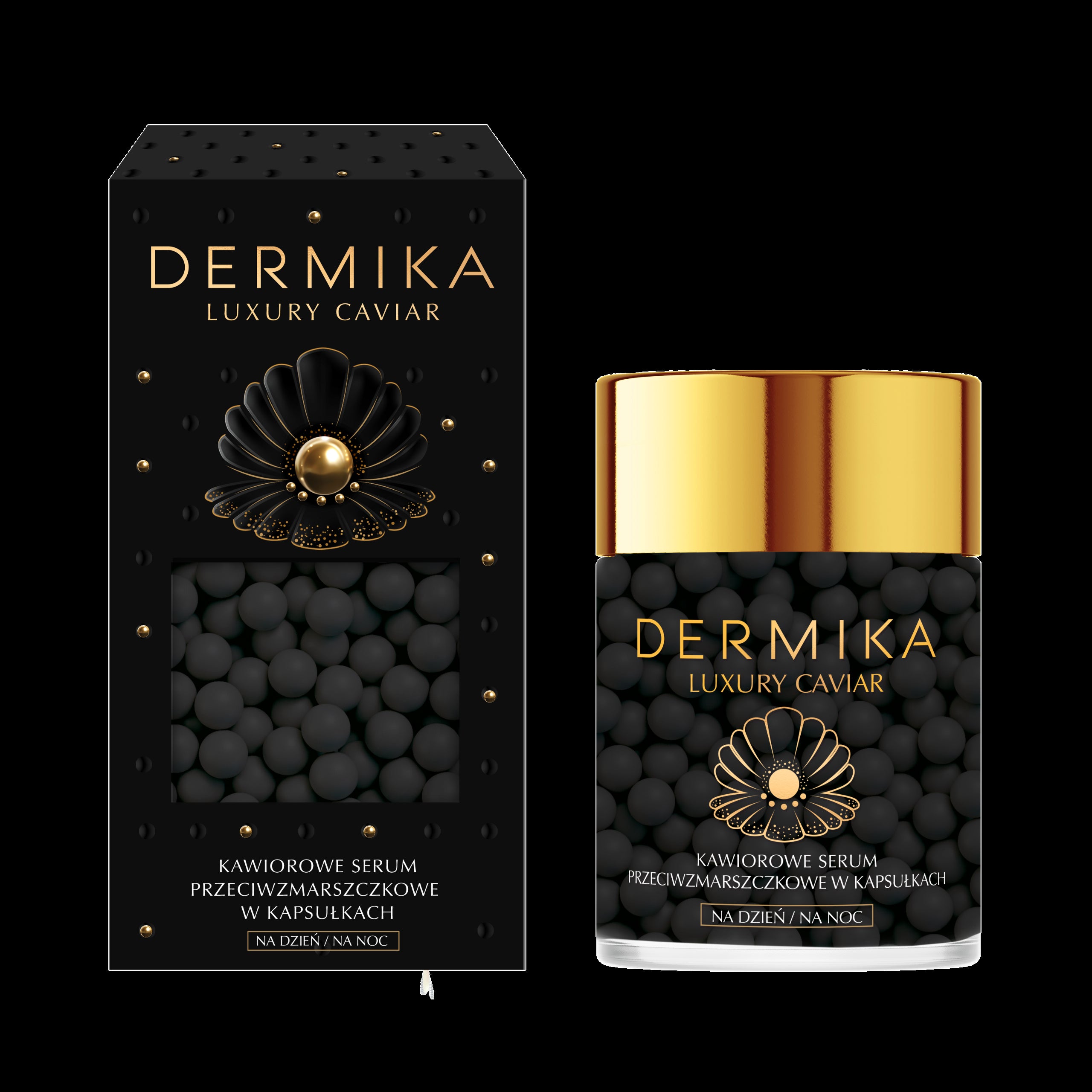 Dermika Luxury Caviar - caviar anti-wrinkle serum in day/night capsules, net weight: 60 g