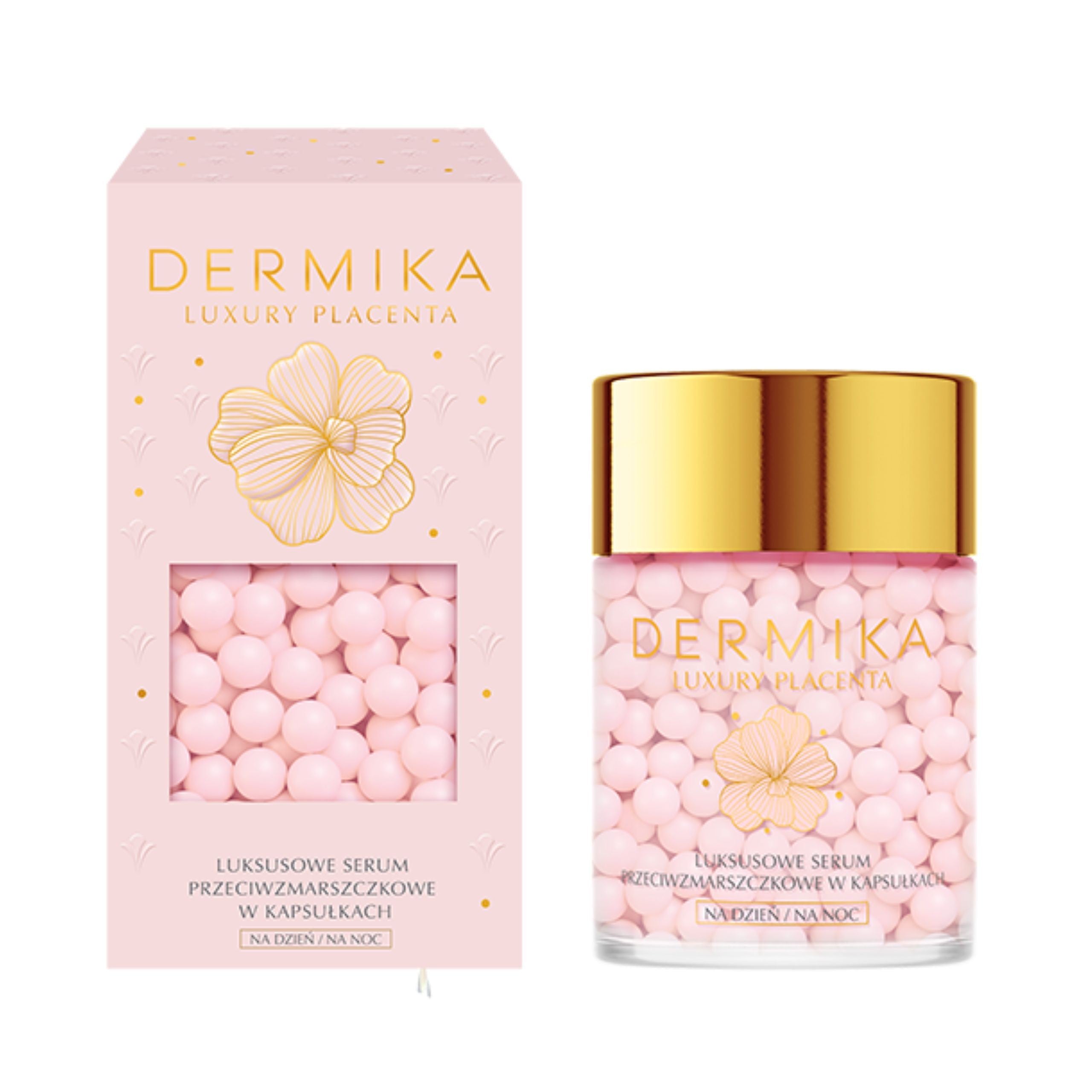 Dermika Luxury Placenta - luxury anti-wrinkle serum in capsules day/night, net weight: 60 g