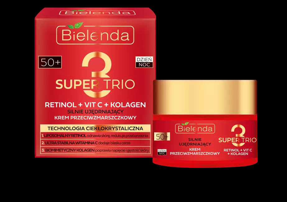 Bielenda SUPER TRIO 3/ RETINOL+VIT C+COLAGEN - strongly firming anti-wrinkle cream 50+ DAY/ NIGHT, capacity 50 ml