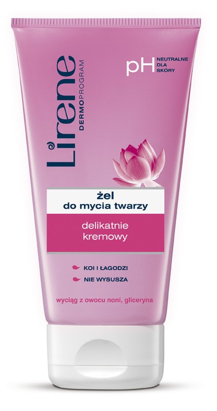 Gently creamy face wash gel, 150 ml capacity.