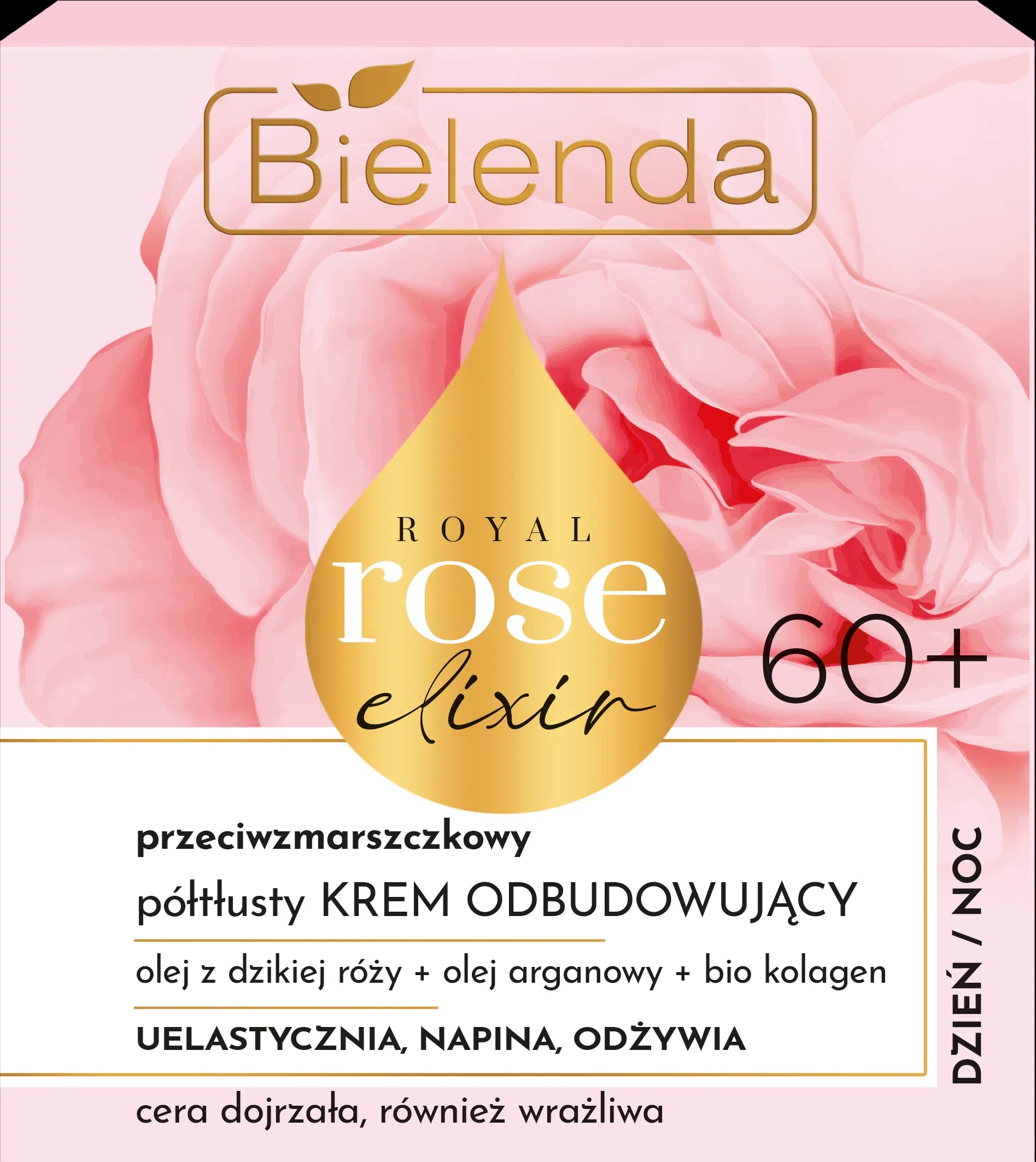 Bielenda Royal Rose Elixir - anti-wrinkle semi-fat restorative cream 60+ for day and night, volume 50 ml