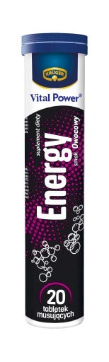 Kruger Vital Power Energy dietary supplement, fruit-flavored effervescent tablets, 20 pcs