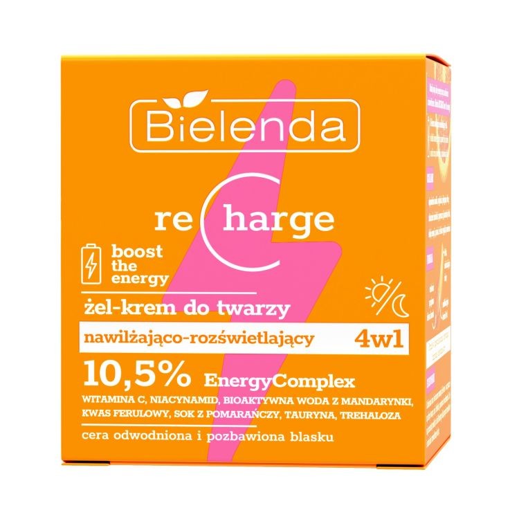 Bielenda RECHARGE boost the energy - 4-in-1 moisturizing and brightening face gel-cream, 50 ml capacity
