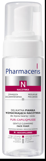 Delikatna pianka wzmacniająca naczynka do mycia twarzy i oczu, poj. 150 ml.