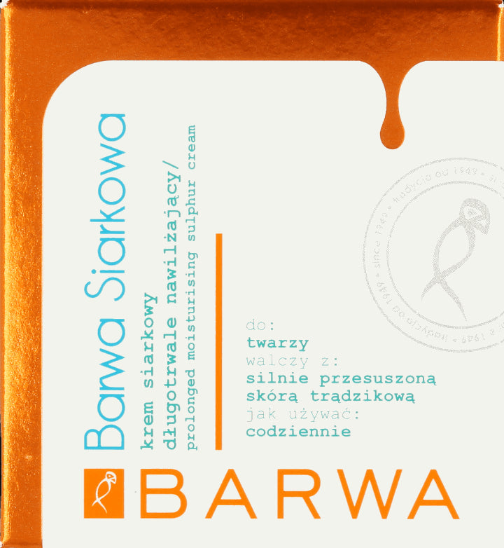 Long-lasting moisturizing sulfur cream, 50 ml capacity.