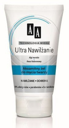 AA Age Technology Ultra Moisturizing - velvety gel face wash, 150 ml capacity.