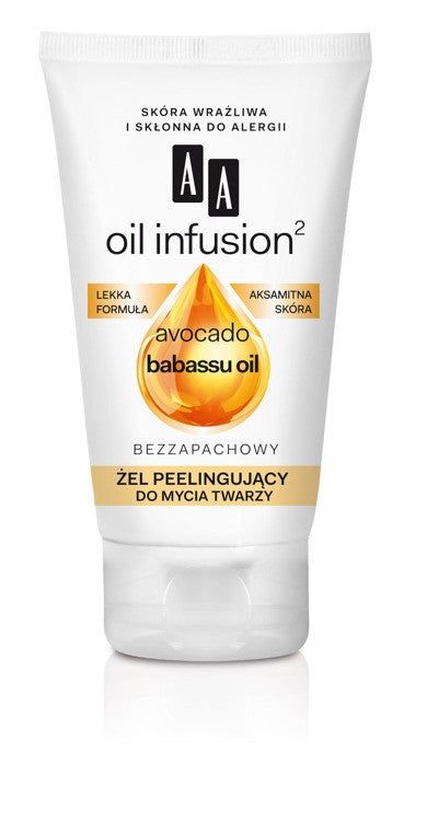 AA Oil Infusion2 - scrubbing gel for facial cleansing, 150 ml capacity.