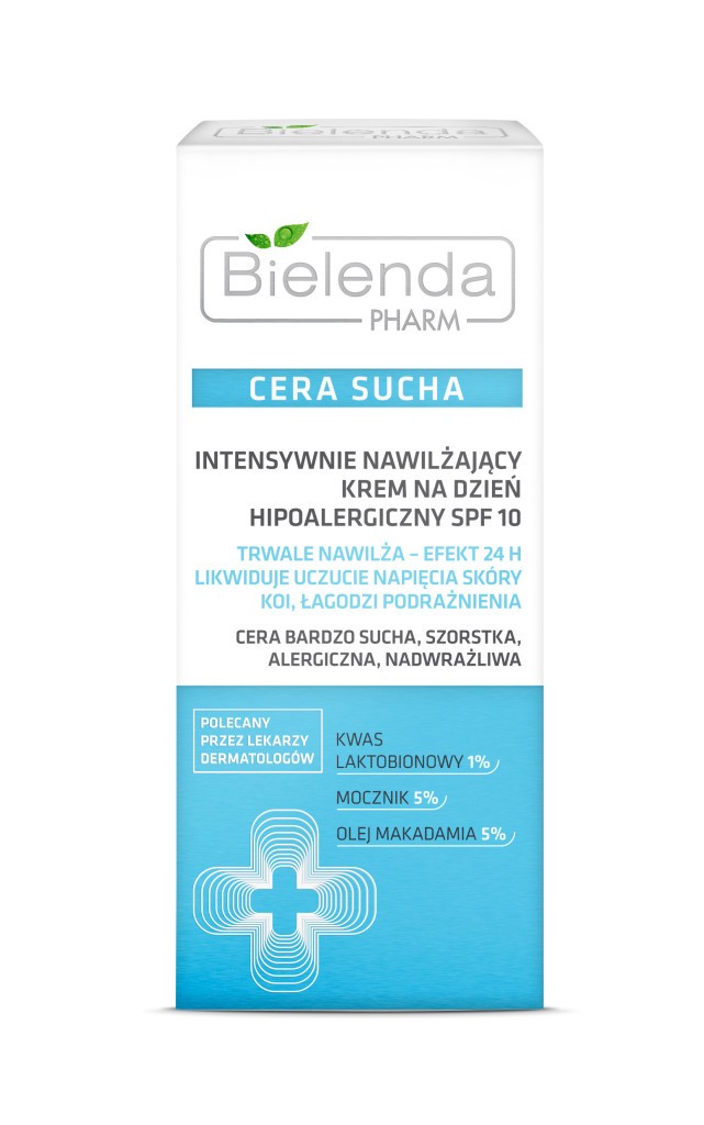 PHARM DRY CERA - Intensely moisturizing HIPOALERGIC day cream SPF 10, 50 ml capacity.