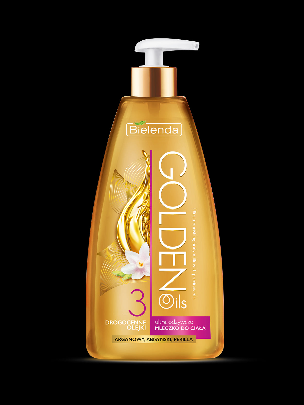 GOLDEN OILS - Ultra-nourishing body milk with precious oils, 250 ml capacity.